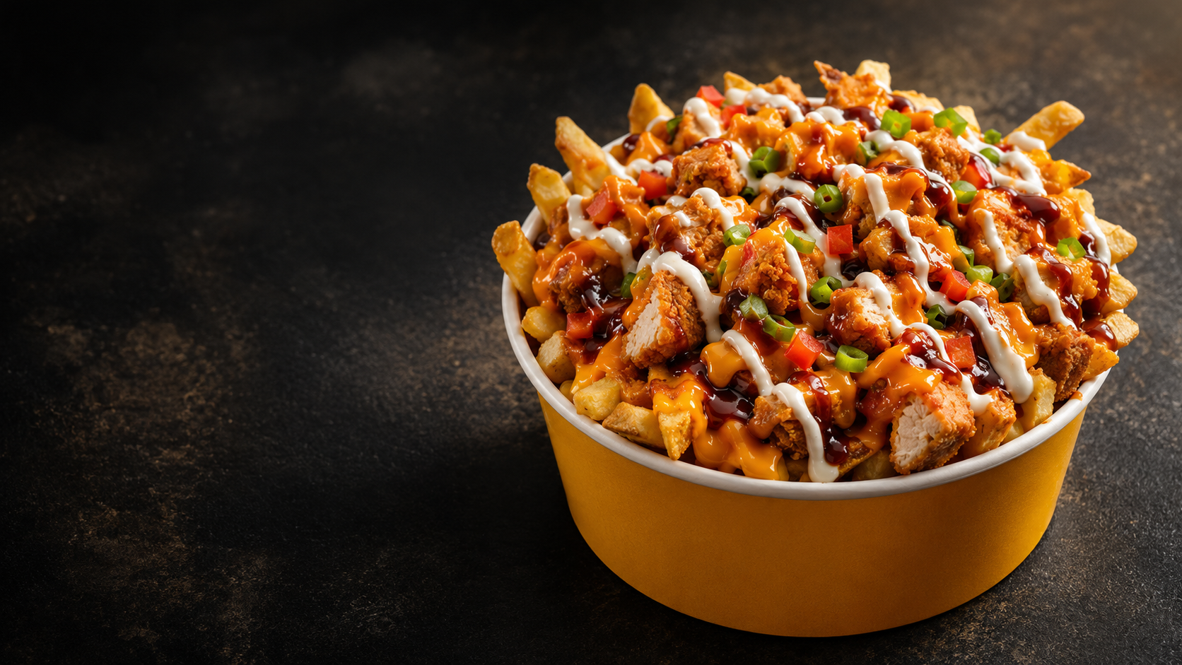 Tortubowl Especial con papas, tenders y salsas